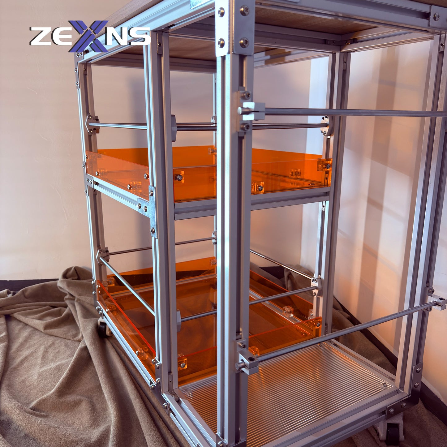ZEXNS Aluminum profile movable storage table