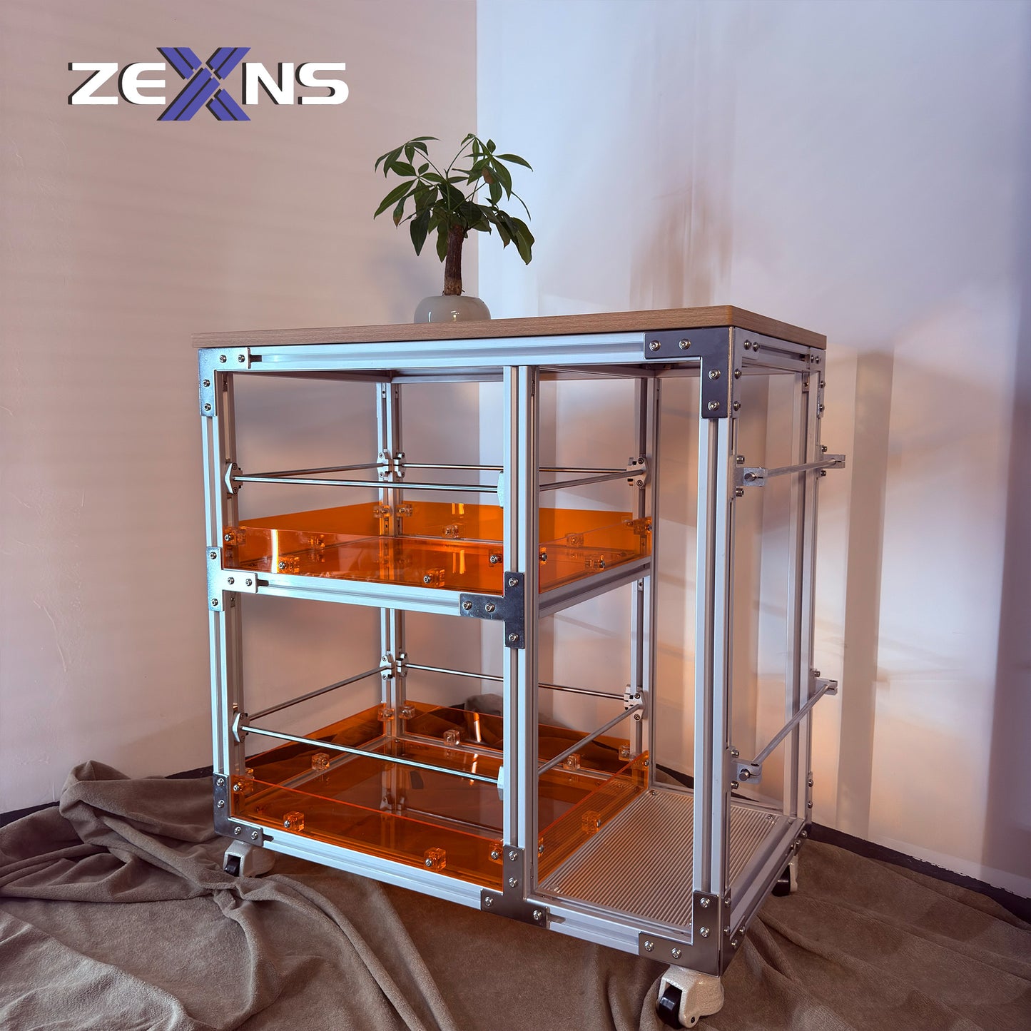 ZEXNS Aluminum profile movable storage table