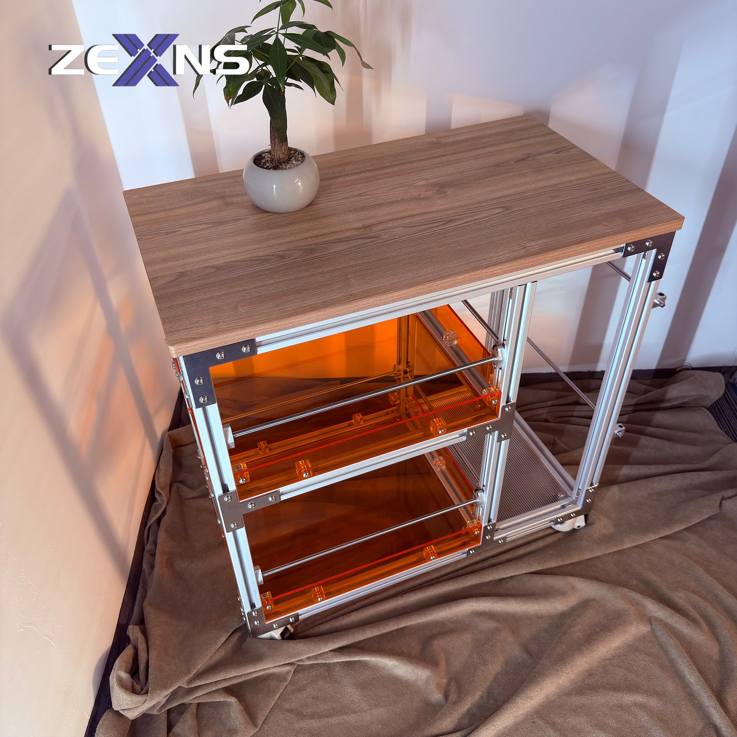 ZEXNS Aluminum profile movable storage table