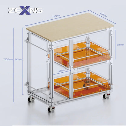 ZEXNS Aluminum profile movable storage table